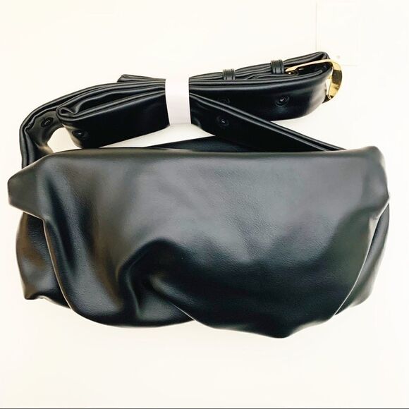 Vegan Leather Upside Down Shoulder Bag, Black - Picture 12 of 16